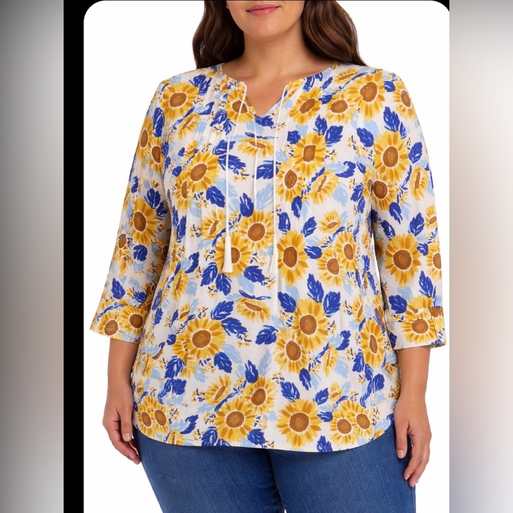 Kim rogers summer floral XL shirt 1721